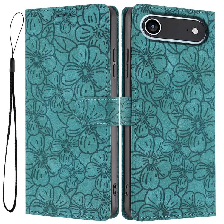 Cherry Blossoms Embossed Leather Phone Case, For iPhone Air, For iPhone 16 Pro Max, For iPhone 16 Pro, For iPhone 16 Plus, For iPhone 16, For iPhone 15 Pro Max