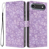 Cherry Blossoms Embossed Leather Phone Case, For iPhone Air, For iPhone 16 Pro Max, For iPhone 16 Pro, For iPhone 16 Plus, For iPhone 16, For iPhone 15 Pro Max