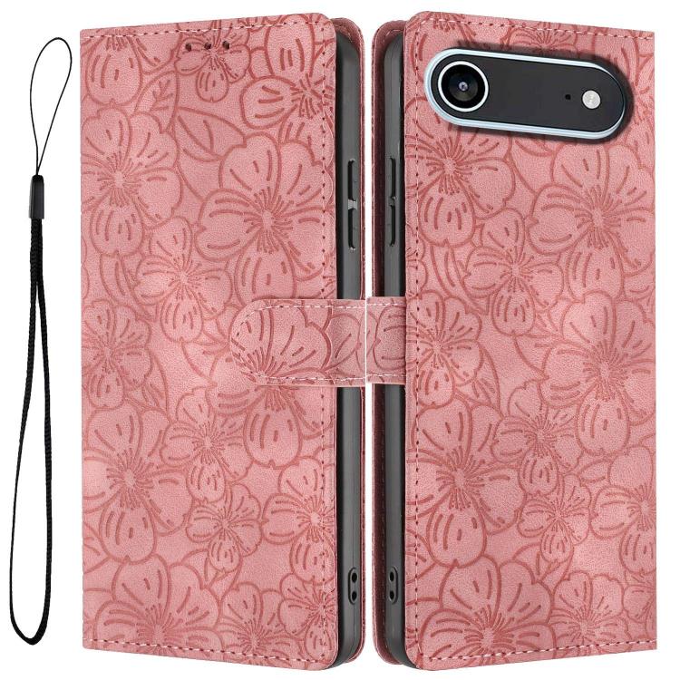 Cherry Blossoms Embossed Leather Phone Case, For iPhone Air, For iPhone 16 Pro Max, For iPhone 16 Pro, For iPhone 16 Plus, For iPhone 16, For iPhone 15 Pro Max