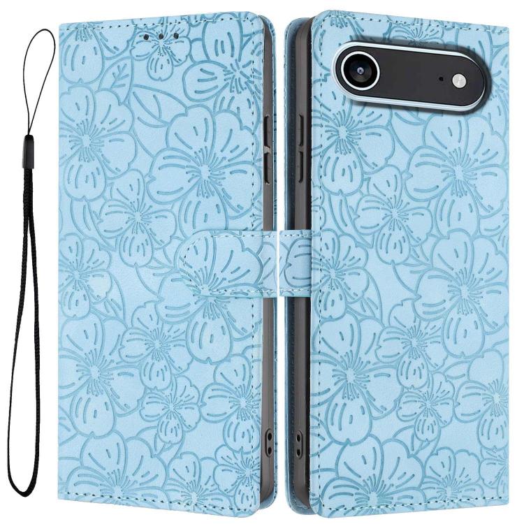 Cherry Blossoms Embossed Leather Phone Case, For iPhone Air, For iPhone 16 Pro Max, For iPhone 16 Pro, For iPhone 16 Plus, For iPhone 16, For iPhone 15 Pro Max