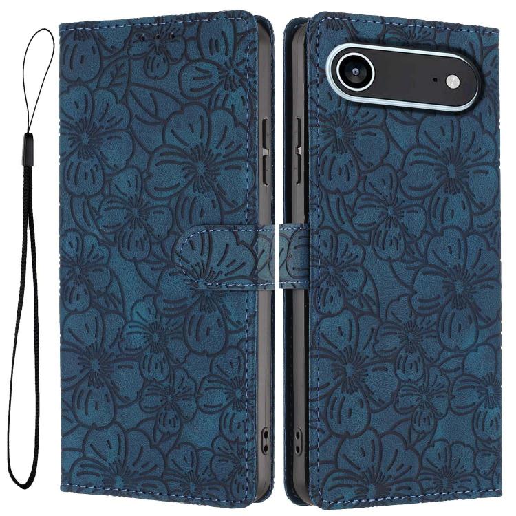 Cherry Blossoms Embossed Leather Phone Case, For iPhone Air, For iPhone 16 Pro Max, For iPhone 16 Pro, For iPhone 16 Plus, For iPhone 16, For iPhone 15 Pro Max