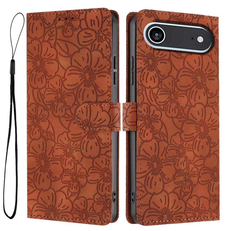 Cherry Blossoms Embossed Leather Phone Case, For iPhone Air, For iPhone 16 Pro Max, For iPhone 16 Pro, For iPhone 16 Plus, For iPhone 16, For iPhone 15 Pro Max