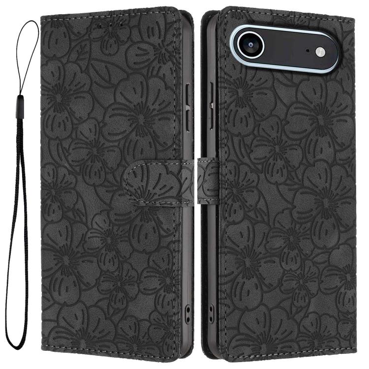 Cherry Blossoms Embossed Leather Phone Case, For iPhone Air, For iPhone 16 Pro Max, For iPhone 16 Pro, For iPhone 16 Plus, For iPhone 16, For iPhone 15 Pro Max