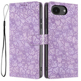 Cherry Blossoms Embossed Leather Phone Case, For iPhone 18 Pro, For iPhone 18 Pro Max, For iPhone 17e / 16e, For iPhone 17 Pro Max, For iPhone 17 Pro, For iPhone 17