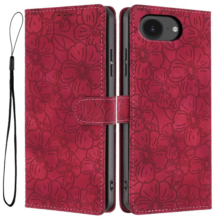 Cherry Blossoms Embossed Leather Phone Case, For iPhone 18 Pro, For iPhone 18 Pro Max, For iPhone 17e / 16e, For iPhone 17 Pro Max, For iPhone 17 Pro, For iPhone 17