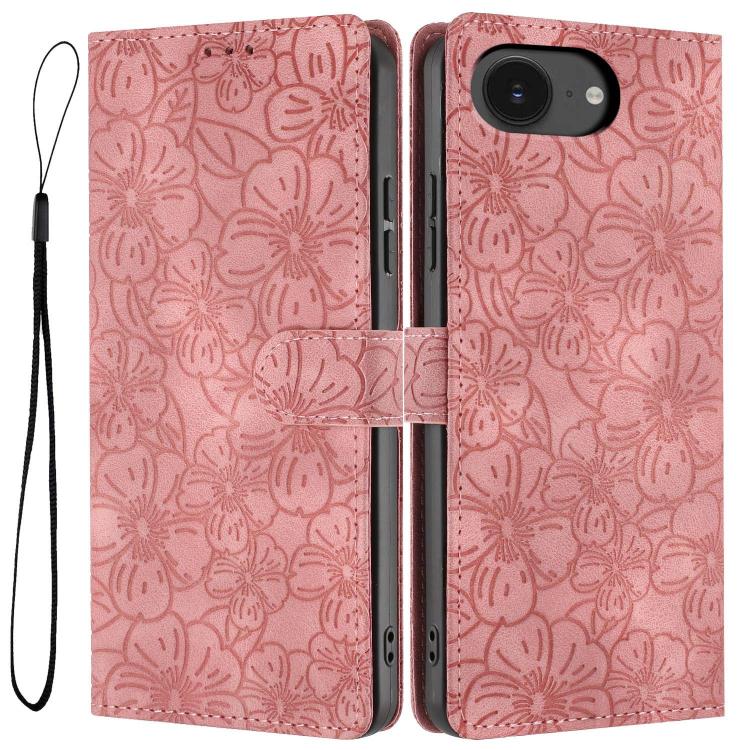 Cherry Blossoms Embossed Leather Phone Case, For iPhone 18 Pro, For iPhone 18 Pro Max, For iPhone 17e / 16e, For iPhone 17 Pro Max, For iPhone 17 Pro, For iPhone 17