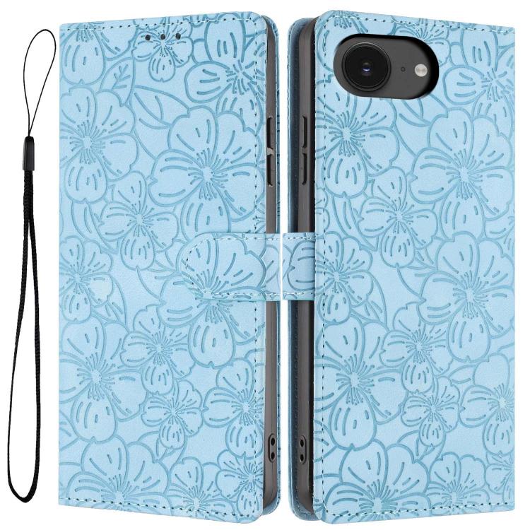 Cherry Blossoms Embossed Leather Phone Case, For iPhone 18 Pro, For iPhone 18 Pro Max, For iPhone 17e / 16e, For iPhone 17 Pro Max, For iPhone 17 Pro, For iPhone 17