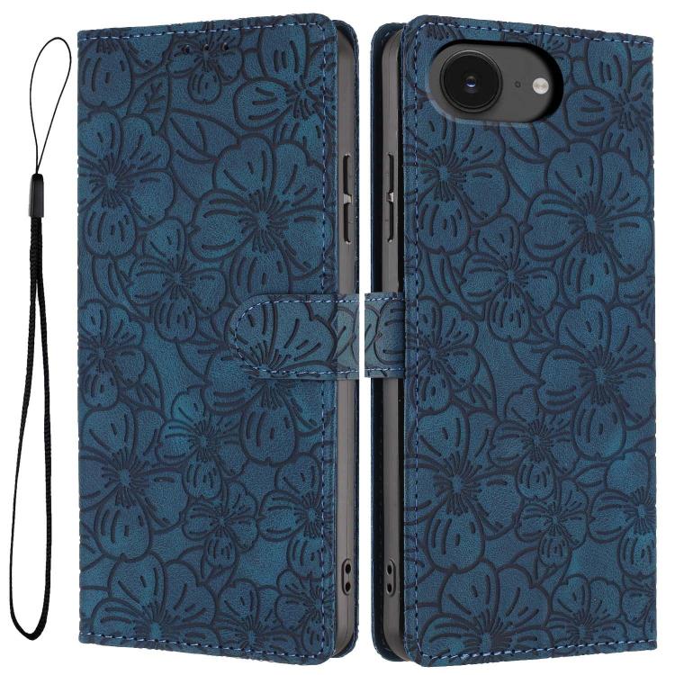 Cherry Blossoms Embossed Leather Phone Case, For iPhone 18 Pro, For iPhone 18 Pro Max, For iPhone 17e / 16e, For iPhone 17 Pro Max, For iPhone 17 Pro, For iPhone 17
