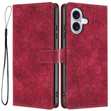 Cherry Blossoms Embossed Leather Phone Case, For iPhone 16 Pro, For iPhone 16 Plus, For iPhone 16, For iPhone 15 Pro Max, For iPhone 15 Pro, For iPhone 15 Plus