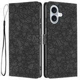 Cherry Blossoms Embossed Leather Phone Case, For iPhone 16 Pro, For iPhone 16 Plus, For iPhone 16, For iPhone 15 Pro Max, For iPhone 15 Pro, For iPhone 15 Plus