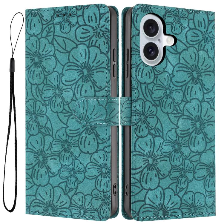 Cherry Blossoms Embossed Leather Phone Case, For iPhone 16 Pro, For iPhone 16 Plus, For iPhone 16, For iPhone 15 Pro Max, For iPhone 15 Pro, For iPhone 15 Plus