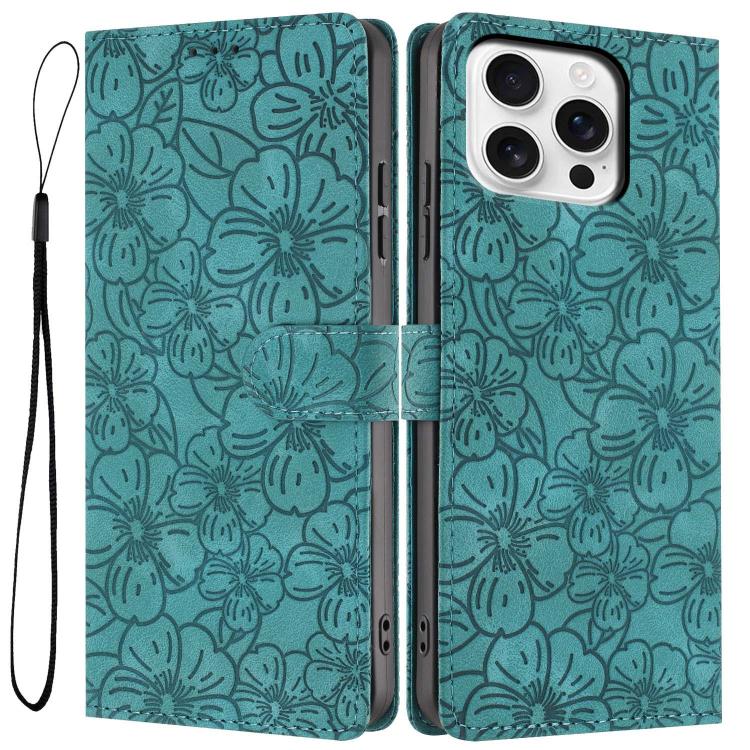 Cherry Blossoms Embossed Leather Phone Case, For iPhone 15 Pro, For iPhone 15 Plus, For iPhone 15, For iPhone 14 Plus, For iPhone 14, For iPhone 14 Pro