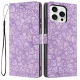 Cherry Blossoms Embossed Leather Phone Case, For iPhone 15 Pro, For iPhone 15 Plus, For iPhone 15, For iPhone 14 Plus, For iPhone 14, For iPhone 14 Pro