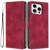 Cherry Blossoms Embossed Leather Phone Case, For iPhone 15 Pro, For iPhone 15 Plus, For iPhone 15, For iPhone 14 Plus, For iPhone 14, For iPhone 14 Pro