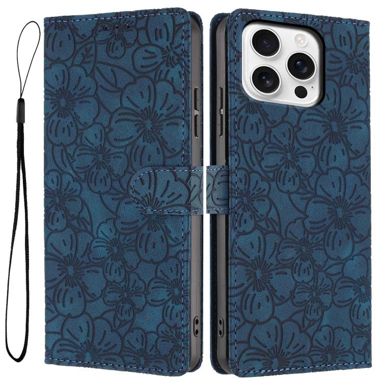 Cherry Blossoms Embossed Leather Phone Case, For iPhone 15 Pro, For iPhone 15 Plus, For iPhone 15, For iPhone 14 Plus, For iPhone 14, For iPhone 14 Pro