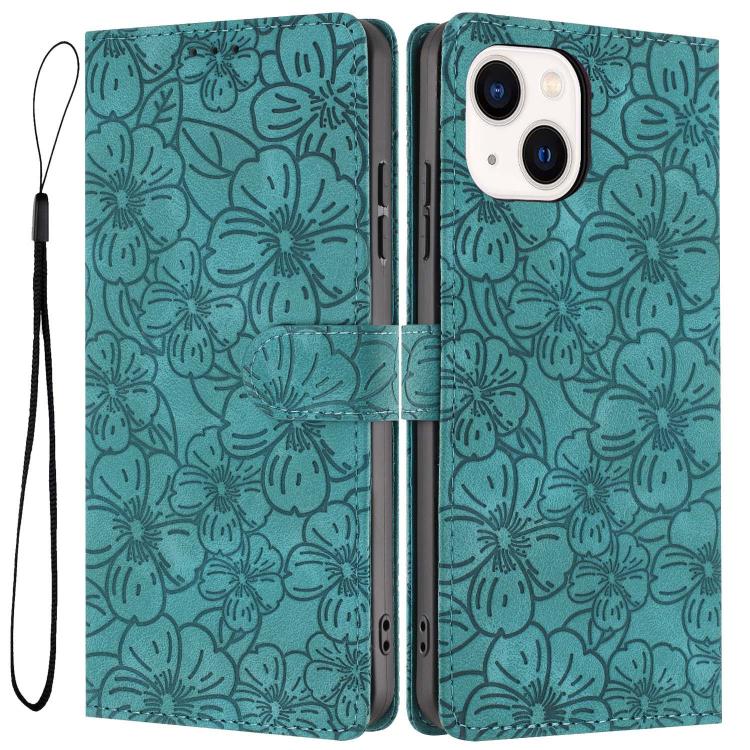 Cherry Blossoms Embossed Leather Phone Case, For iPhone 15 Pro, For iPhone 15 Plus, For iPhone 15, For iPhone 14 Plus, For iPhone 14, For iPhone 14 Pro