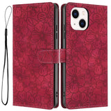 Cherry Blossoms Embossed Leather Phone Case, For iPhone 15 Pro, For iPhone 15 Plus, For iPhone 15, For iPhone 14 Plus, For iPhone 14, For iPhone 14 Pro