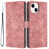 Cherry Blossoms Embossed Leather Phone Case, For iPhone 15 Pro, For iPhone 15 Plus, For iPhone 15, For iPhone 14 Plus, For iPhone 14, For iPhone 14 Pro