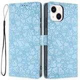 Cherry Blossoms Embossed Leather Phone Case, For iPhone 15 Pro, For iPhone 15 Plus, For iPhone 15, For iPhone 14 Plus, For iPhone 14, For iPhone 14 Pro
