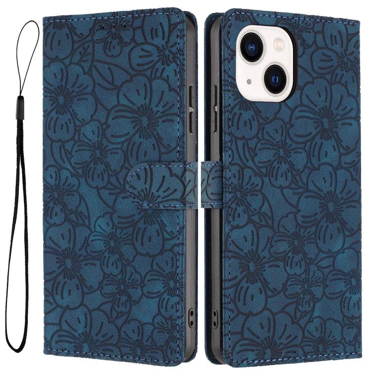 Cherry Blossoms Embossed Leather Phone Case, For iPhone 15 Pro, For iPhone 15 Plus, For iPhone 15, For iPhone 14 Plus, For iPhone 14, For iPhone 14 Pro