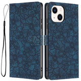 Cherry Blossoms Embossed Leather Phone Case, For iPhone 15 Pro, For iPhone 15 Plus, For iPhone 15, For iPhone 14 Plus, For iPhone 14, For iPhone 14 Pro