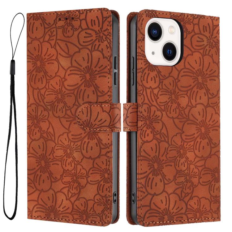 Cherry Blossoms Embossed Leather Phone Case, For iPhone 15 Pro, For iPhone 15 Plus, For iPhone 15, For iPhone 14 Plus, For iPhone 14, For iPhone 14 Pro
