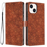 Cherry Blossoms Embossed Leather Phone Case, For iPhone 15 Pro, For iPhone 15 Plus, For iPhone 15, For iPhone 14 Plus, For iPhone 14, For iPhone 14 Pro
