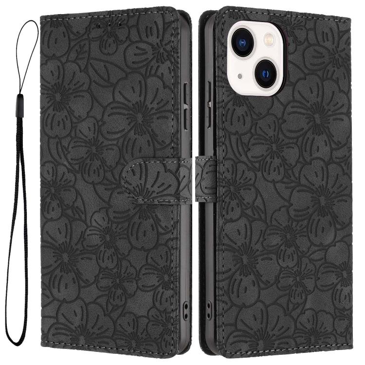 Cherry Blossoms Embossed Leather Phone Case, For iPhone 15 Pro, For iPhone 15 Plus, For iPhone 15, For iPhone 14 Plus, For iPhone 14, For iPhone 14 Pro