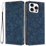 Cherry Blossoms Embossed Leather Phone Case, For iPhone 14 Pro Max, For iPhone 13 Pro Max, For iPhone 13 Pro, For iPhone 13, For iPhone 12 / 12 Pro, For iPhone 12 Pro Max