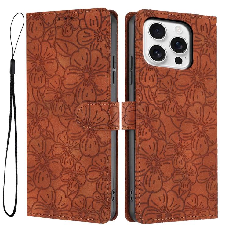 Cherry Blossoms Embossed Leather Phone Case, For iPhone 14 Pro Max, For iPhone 13 Pro Max, For iPhone 13 Pro, For iPhone 13, For iPhone 12 / 12 Pro, For iPhone 12 Pro Max