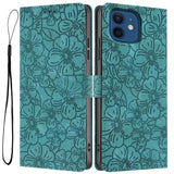 Cherry Blossoms Embossed Leather Phone Case, For iPhone 13 Pro, For iPhone 13, For iPhone 12 / 12 Pro, For iPhone 12 Pro Max
