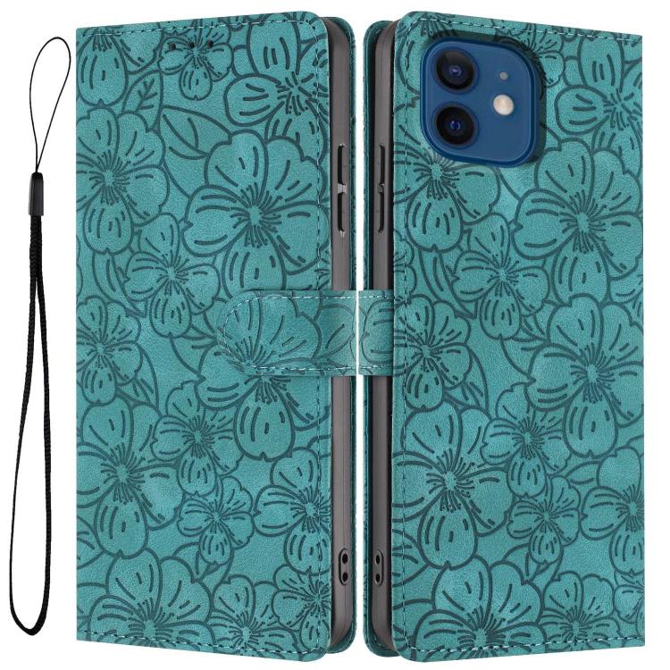 Cherry Blossoms Embossed Leather Phone Case, For iPhone 13 Pro, For iPhone 13, For iPhone 12 / 12 Pro, For iPhone 12 Pro Max