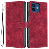 Cherry Blossoms Embossed Leather Phone Case, For iPhone 13 Pro, For iPhone 13, For iPhone 12 / 12 Pro, For iPhone 12 Pro Max