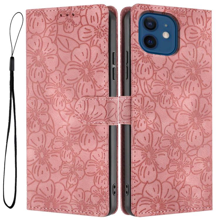 Cherry Blossoms Embossed Leather Phone Case, For iPhone 13 Pro, For iPhone 13, For iPhone 12 / 12 Pro, For iPhone 12 Pro Max