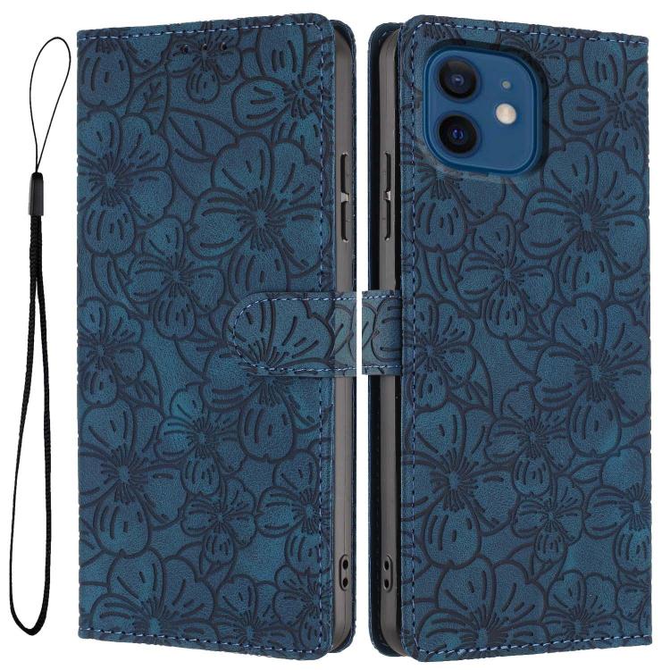 Cherry Blossoms Embossed Leather Phone Case, For iPhone 13 Pro, For iPhone 13, For iPhone 12 / 12 Pro, For iPhone 12 Pro Max