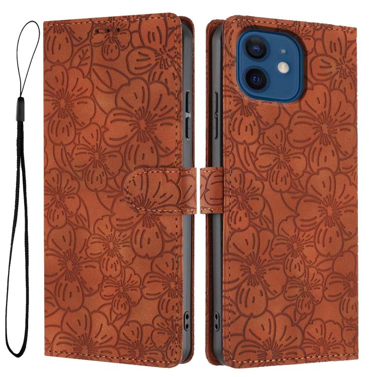 Cherry Blossoms Embossed Leather Phone Case, For iPhone 13 Pro, For iPhone 13, For iPhone 12 / 12 Pro, For iPhone 12 Pro Max