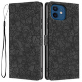 Cherry Blossoms Embossed Leather Phone Case, For iPhone 13 Pro, For iPhone 13, For iPhone 12 / 12 Pro, For iPhone 12 Pro Max