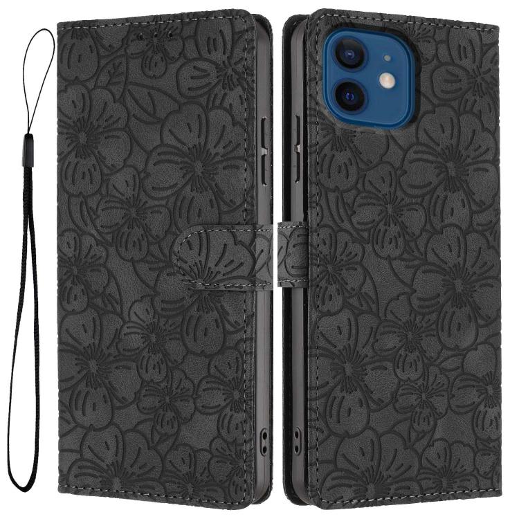 Cherry Blossoms Embossed Leather Phone Case, For iPhone 13 Pro, For iPhone 13, For iPhone 12 / 12 Pro, For iPhone 12 Pro Max