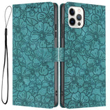 Cherry Blossoms Embossed Leather Phone Case, For iPhone 13 Pro, For iPhone 13, For iPhone 12 / 12 Pro, For iPhone 12 Pro Max