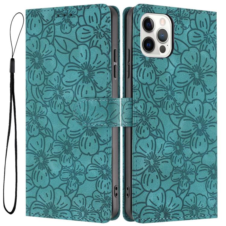 Cherry Blossoms Embossed Leather Phone Case, For iPhone 13 Pro, For iPhone 13, For iPhone 12 / 12 Pro, For iPhone 12 Pro Max