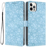 Cherry Blossoms Embossed Leather Phone Case, For iPhone 13 Pro, For iPhone 13, For iPhone 12 / 12 Pro, For iPhone 12 Pro Max