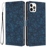 Cherry Blossoms Embossed Leather Phone Case, For iPhone 13 Pro, For iPhone 13, For iPhone 12 / 12 Pro, For iPhone 12 Pro Max