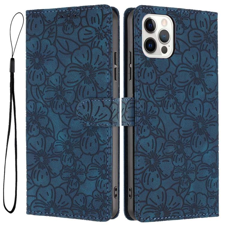 Cherry Blossoms Embossed Leather Phone Case, For iPhone 13 Pro, For iPhone 13, For iPhone 12 / 12 Pro, For iPhone 12 Pro Max