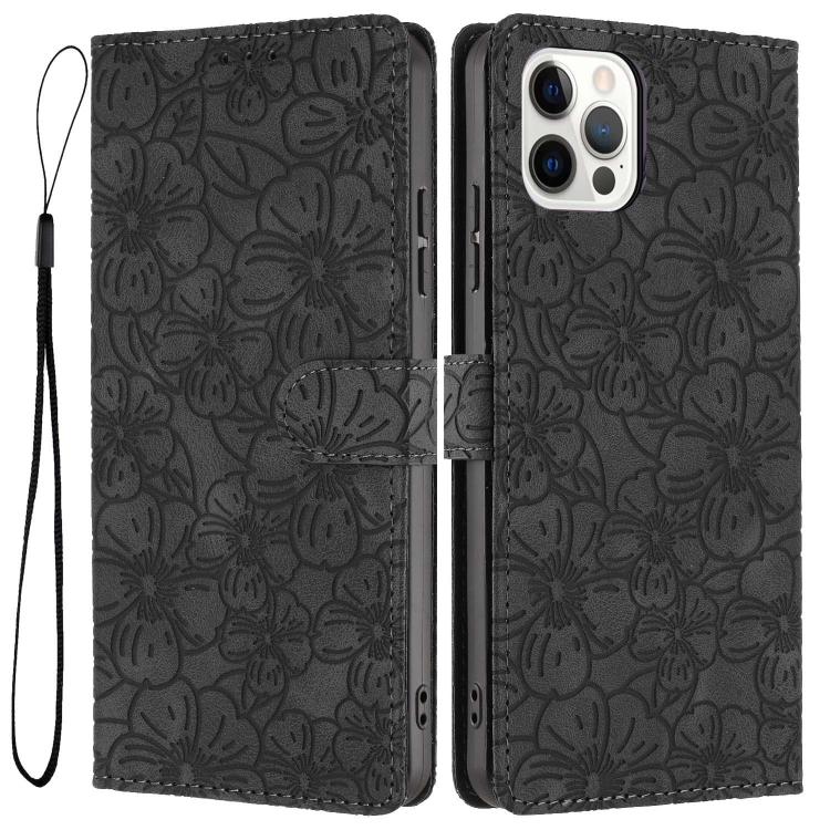 Cherry Blossoms Embossed Leather Phone Case, For iPhone 13 Pro, For iPhone 13, For iPhone 12 / 12 Pro, For iPhone 12 Pro Max