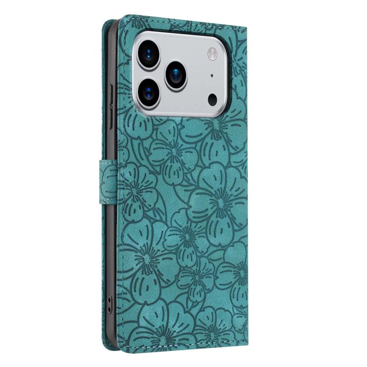 Cherry Blossoms Embossed Leather Phone Case, For iPhone 18 Pro, For iPhone 18 Pro Max, For iPhone 17e / 16e, For iPhone 17 Pro Max, For iPhone 17 Pro, For iPhone 17