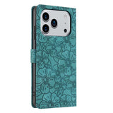 Cherry Blossoms Embossed Leather Phone Case, For iPhone 18 Pro, For iPhone 18 Pro Max, For iPhone 17e / 16e, For iPhone 17 Pro Max, For iPhone 17 Pro, For iPhone 17