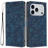 Cherry Blossoms Embossed Leather Phone Case, For iPhone 18 Pro, For iPhone 18 Pro Max, For iPhone 17e / 16e, For iPhone 17 Pro Max, For iPhone 17 Pro, For iPhone 17