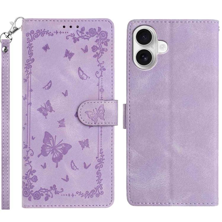Secret Garden Butterfly Pattern Leather Phone Case, For iPhone 16e / 17e, For iPhone 17 Pro Max, For iPhone 17 Pro, For iPhone 17, For iPhone Air, For iPhone 16 Pro Max
