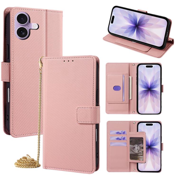 Crossbody Chain Triangle Leather Phone Case, For iPhone 17 Pro Max, For iPhone 17 Pro, For iPhone 17, For iPhone Air