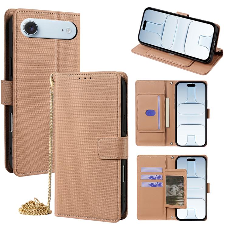 Crossbody Chain Triangle Leather Phone Case, For iPhone 17 Pro Max, For iPhone 17 Pro, For iPhone 17, For iPhone Air
